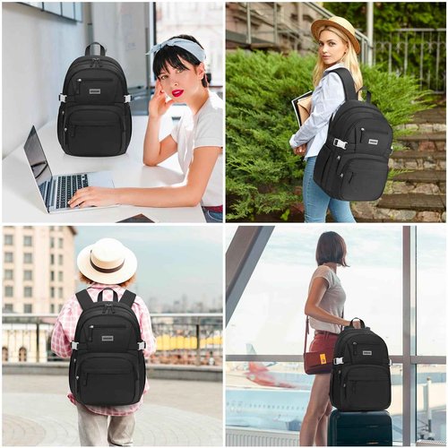 WINDARS Backpack for School Girls, Cute High School Backpacks for Teens Women Student Large Bookbag 15.6 Inch Laptop Bag with USB Charger Port for College Work Travel Trip (Black)