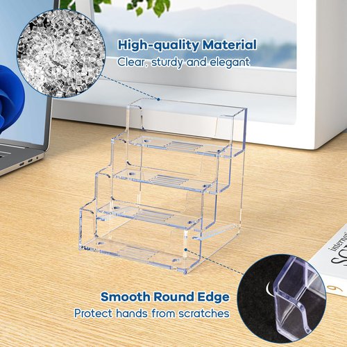 Uaimvie Acrylic Business Card Holder for Desk, Clear Plastic Business Card Stand with 4 Tier, Multiple Business Display Holder for Exhibition, Office and Hotel, 2 Pack