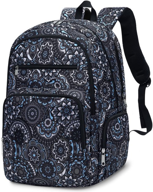 FOKDUVB Large Backpack for Women Backpack with Lots of Pockets for Travel Work School Bookbag with Laptop Compartment for High School College Girls Mochilas Morrales para Mujer (Black/Gray, Paisley)