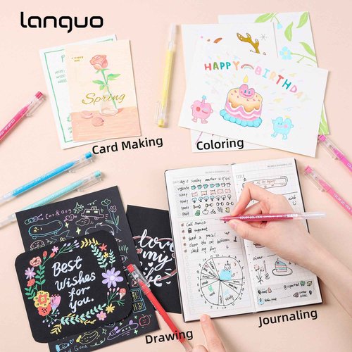 Yolaka Gel Pens with Fine Point 0.6mm, 162 Colors Drawing Pencils for Adult Coloring Books Smooth Writing Pen Set for Journaling, Landscapes, Lettering