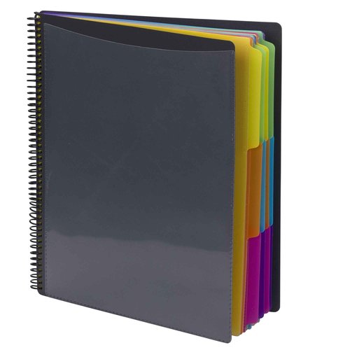 Smead 24 Pocket Poly Project Organizer, 1/3-Cut Tab, Letter Size, Gray with Bright Colors (89206), (Pack of 10)