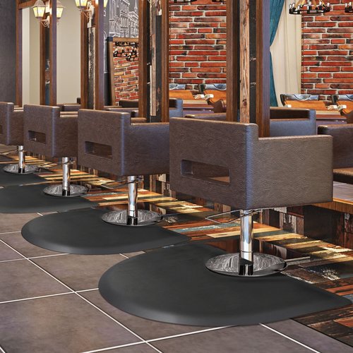 Salon mats for Hair Stylist 3′x5′ Barber Shop Salon Floor Chair Mat -Black Semi Circle Hair Stylist Station Anti Fatigue Salon Mats -1/2" Thick Salon Standing Mat