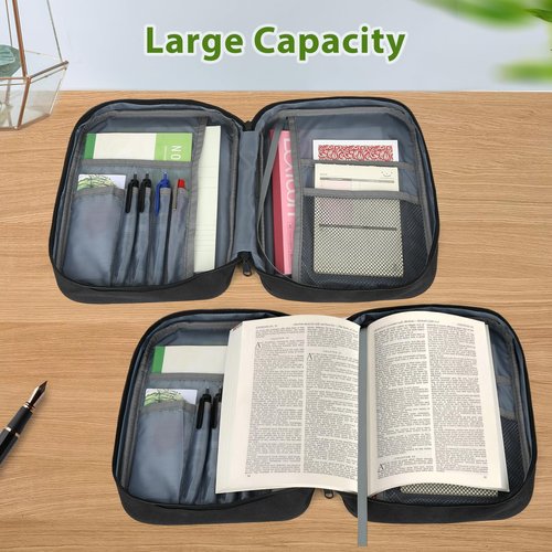 CDBXPRG Bible Cover, Bible Carrying Book Case for Women,Protective Church Organizer Holder Bag with Handle Pockets,Christian Gift for Girls Boy and Men Grey