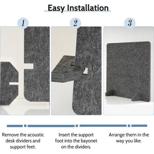 AMUSIGHT 2 Pack Acoustic Desk Dividers - 24" x 20" Freestanding Privacy Panels Set with Noise - Reducing Design Cubicle Sound Proof, Ideal for Office, Classroom, and Home (Dark Gray)