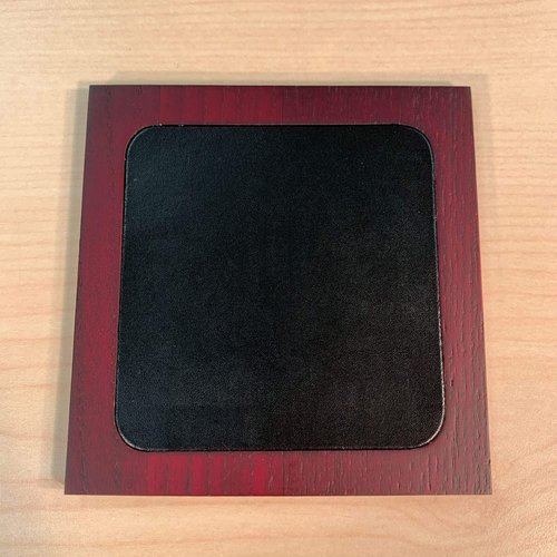 Dacasso Rosewood and Leather 4 Coaster Set