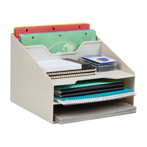 Mind Reader Desktop Organizer, Vertical File Holder, Paper Trays, Office, Plastic, Beige