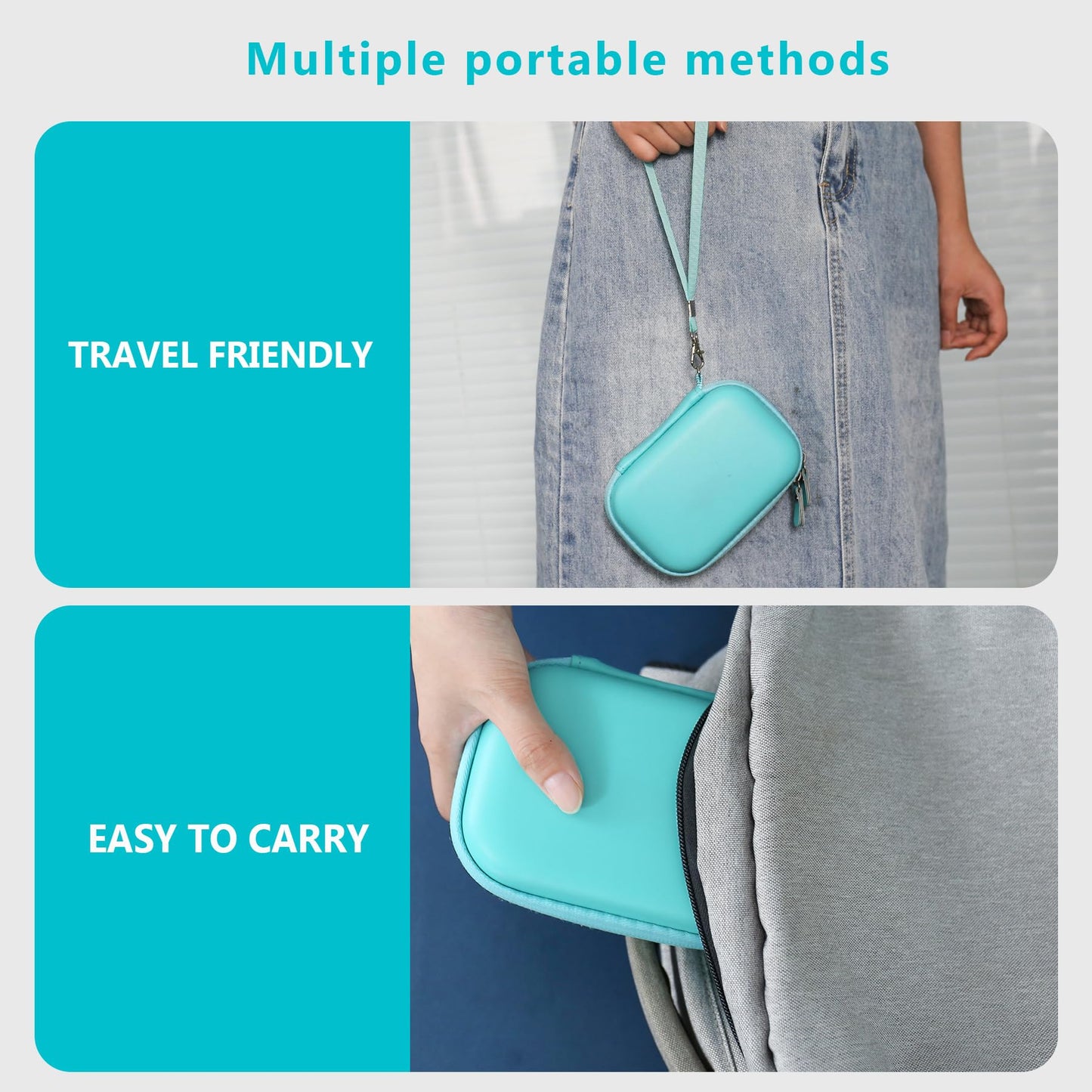 Supmay Hard Carrying Case for Kodak Step Instant Smartphone Photo Printer - Portable Mini Color Wireless Mobile Printer, Zipper Mesh Pocket for USB Cable, Photo Paper, Green