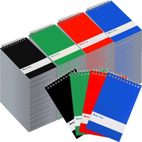 Thenshop 148 Pads Spiral Memo Pads Bulk 3 x 5 Inch Small Pocket Notepad Top Bound Lined 60 Sheets Mini Notebooks for School College Office Home Supplies (Black,Green,Dark Blue,Red)