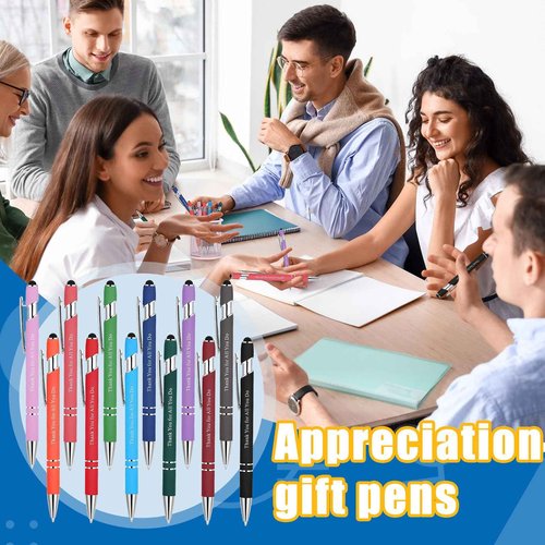 Seajan 60 Pcs Employee Appreciation Gift Pen Bulk Thank You for All You Do Ballpoint Pen 2 in 1 Stylus Pen Funny Touch Screen Gift Pen for Men Women Coworker Volunteer Teacher Student