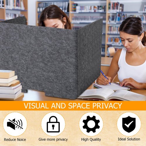 Kigley Acoustic Freestanding Desk Divider 24.8 x 15.75 x 15.75 Inch Noise Reducing Desk Privacy Panel Table Standing Testing Dividers Gray Desk Partition Office Furniture Partitions for Home (4 Pcs)