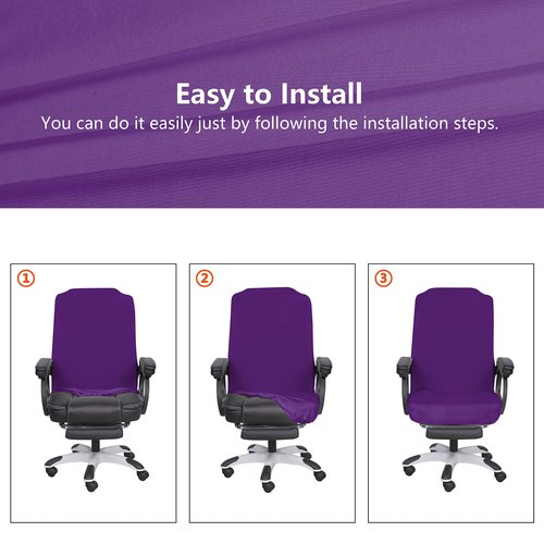 SARAFLORA Purple Office Chair Cover- Large, Removable, Durable, Stretch Fit, Zipper & Elastic, Water Resistant, for Universal Rotating Chair Desk Chair Cover High Back Chair Seat