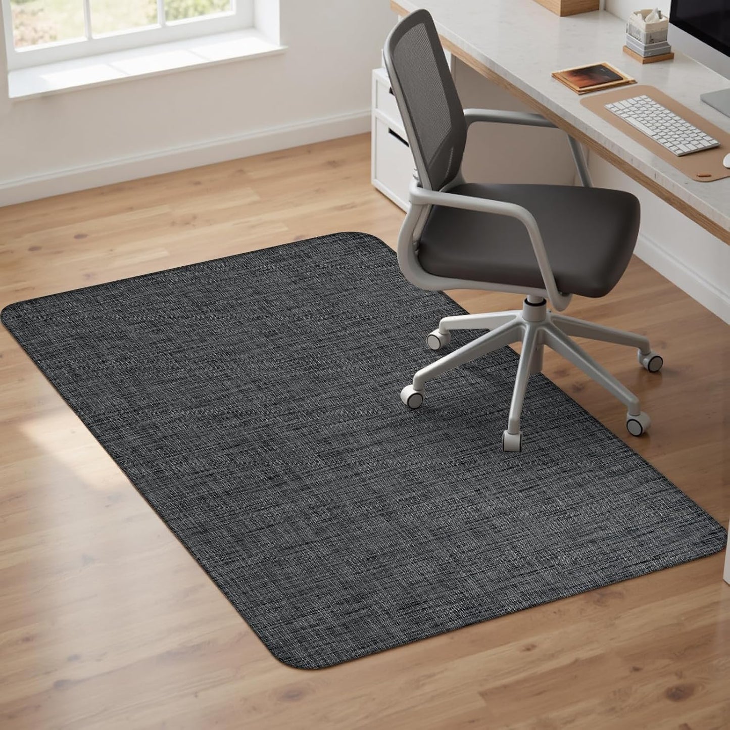 Sycoodeal Office Chair Mat - Heavy Duty Anti-Slip Floor Protector for Hardwood & Tile | Black (36" x 48")