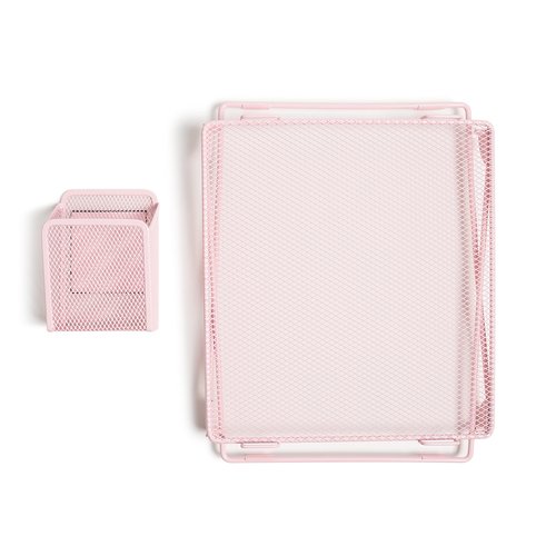 U Brands Blush Mesh Locker Organization Kit, Includes Magnetic Cup and Folding Shelf, 2 Pieces
