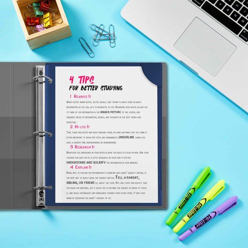 Avery Corner Lock Binder Pockets for 3 Ring Binders, Navy Blue with Clear Front, for 8.5" x 11" Documents, Acid-Free and Archival-Safe, Binder Folders (24-Pack of 47838)