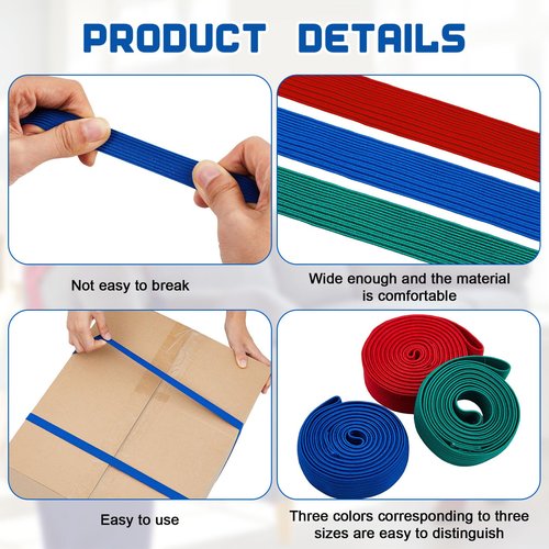 Wovnet 36 Pcs Variety Extra Large Moving Rubber Bands 42" 36" and 30" Rubber Straps Furniture Moving Supplies for Packing Pallets and Packing Blankets (Red,blue,green)