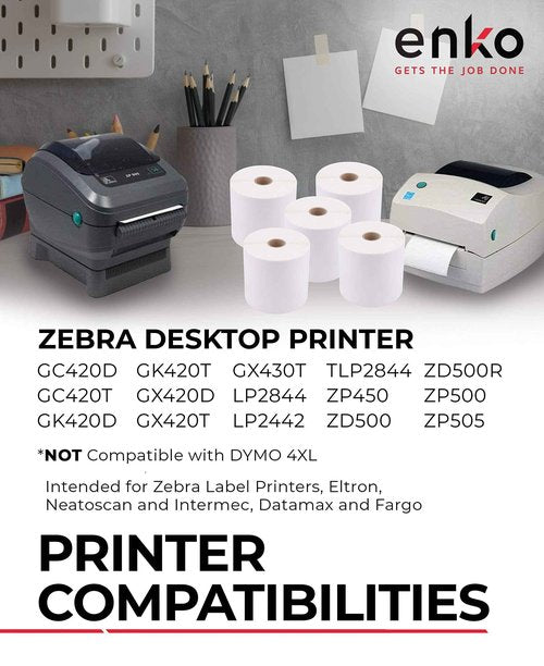 enKo (6 Rolls, 2,700 Labels) 4 x 6 Direct Thermal Address & Shipping Labels Compatible for Zebra 2844 ZP-450 ZP-500 ZP-505, Rollo, Eltron, Neatoscan