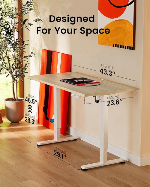 ErGear Electric Standing Desk - Height Adjustable Sit Stand Desk, 44 x 24 Inches, Natural Finish
