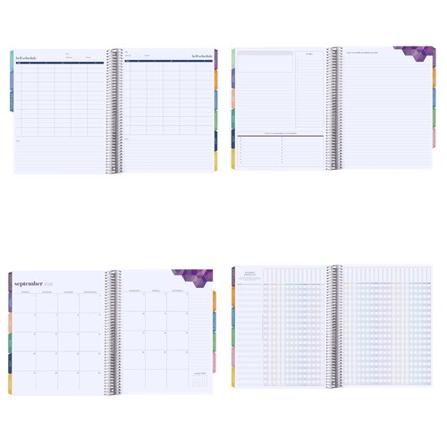 Erin Condren 12-Month Teacher Lesson Planner (Aug 2025 - Jul 2026), 8.5" x 11" Spiral Weekly and Monthly Teacher Planner, Teach Colorful Covers, Hexagon Theme, Horizontal Layout, Platinum Coil