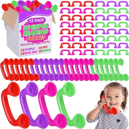 Shappy 72 Pcs Whisper Reading Phones Bulk for Classroom Dyslexia Auditory Feedback Whisper Manipulatives Phone for Preschool Children Accelerates Reading Fluency and Pronunciation Toy Tool Supplies
