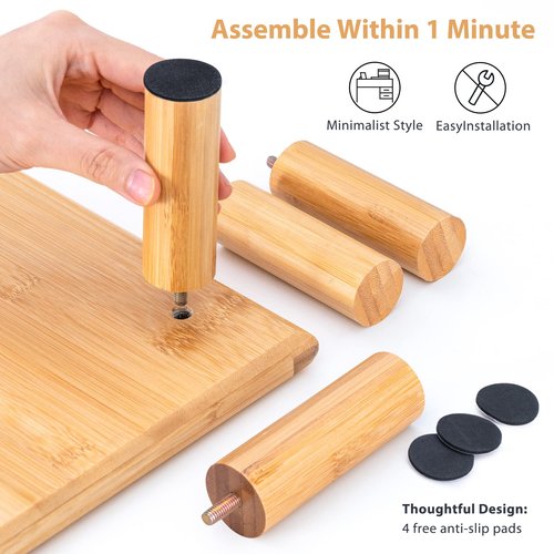 ROCDEER Bamboo Dual Monitor Shelf, Monitor Stand Riser with Underneath Storage for Desk Office Supplies, Supports Heavy TV up to 300 lbs, Natural