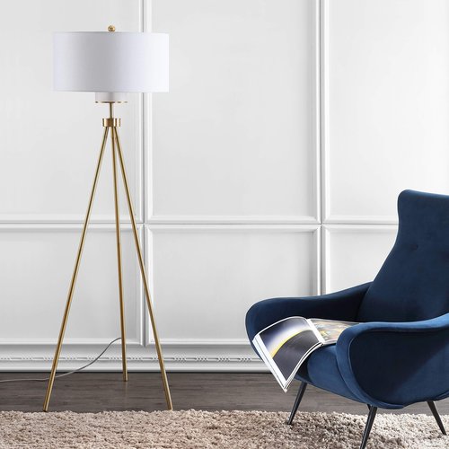 Safavieh Lighting Collection Enrica 66" Brass and Gold Floor Lamp