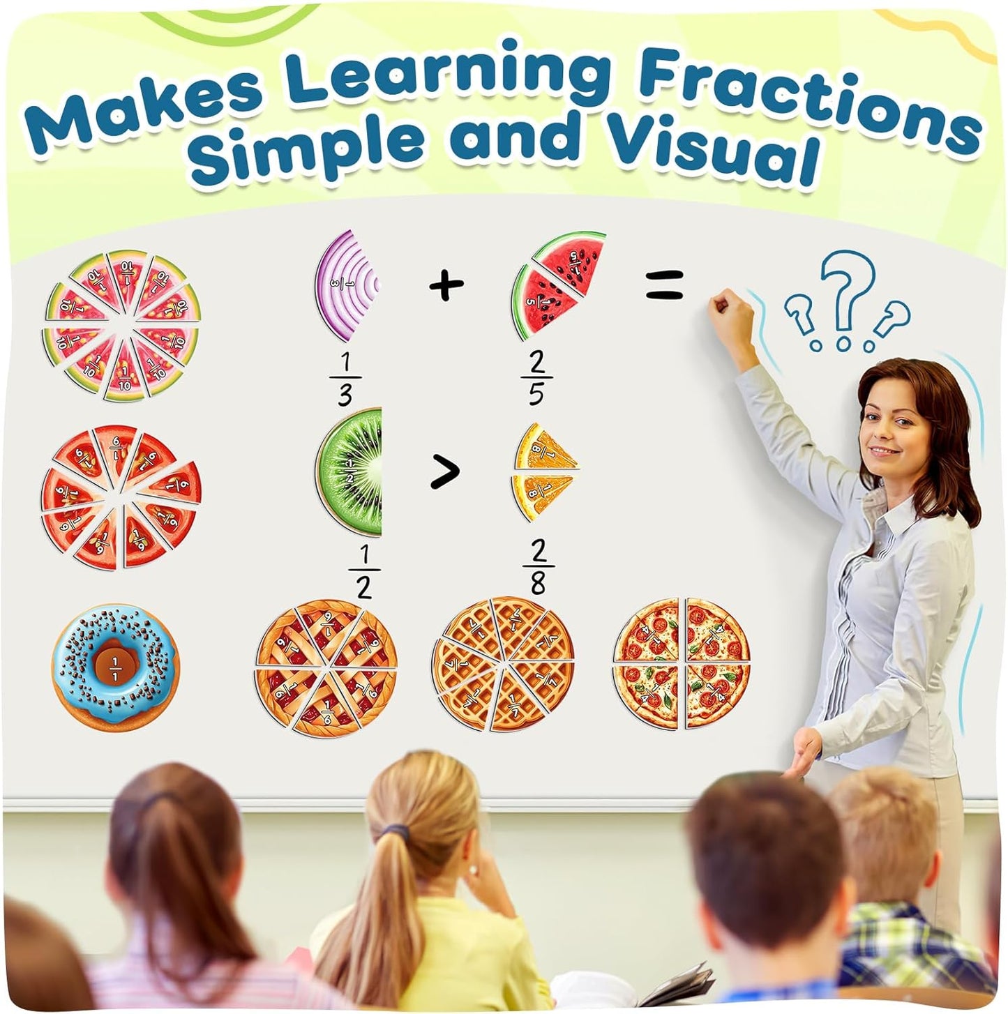Skiennix Magnetic Fraction Tiles & Circles - Essential Math Manipulatives for Grades 2-5 | Classroom & Homeschool Supplies