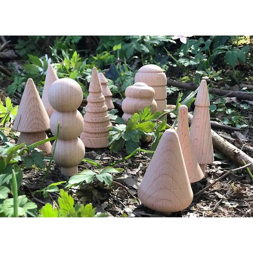 TickiT Woodland Trees Set - Set of 10 - For Ages 10m+ - Wooden Trees for Kids - 10 Different Shapes - Loose Parts Wooden Toys for Toddlers