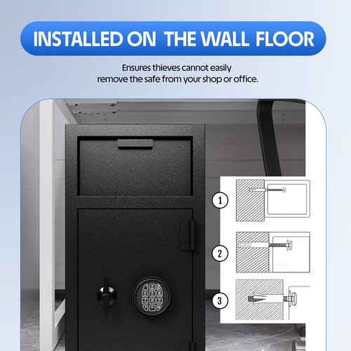 Cash Safe With Drop Slot 4.0 CUB Drop Safe for Business Money Depository Safes Box With Internal Keyed Locking Compartment Anti-Fishing Digital Combination for Home Hotel Restaurant Liquor Store