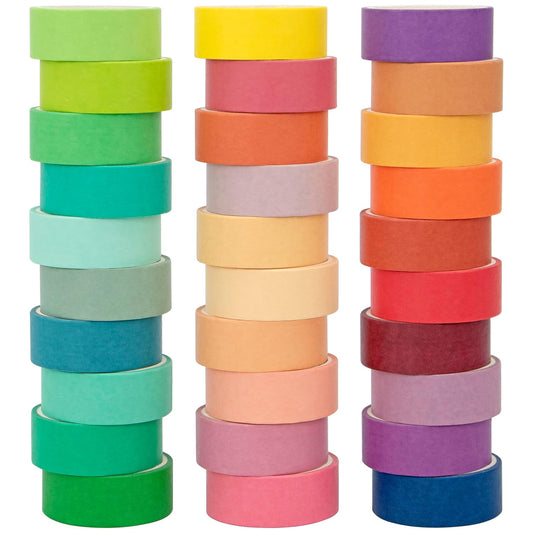 Skiennix Washi Tape Set - 30 Rolls of Decorative Colored Tape for Scrapbooking & Journaling