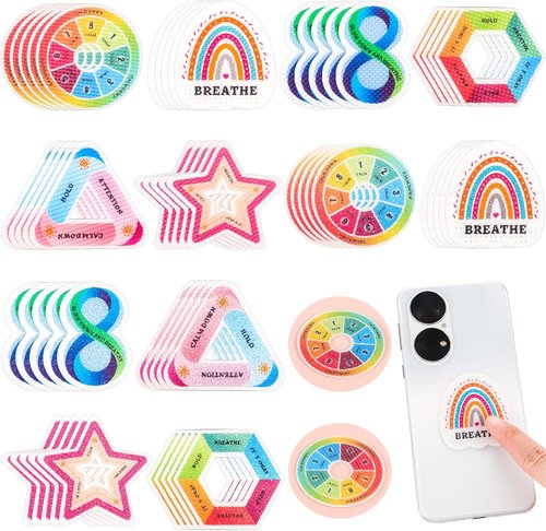 Skiennix 60 Pcs Anxiety Sensory Stickers - Reusable Textured Fidget Stickers for Mindfulness & Calm