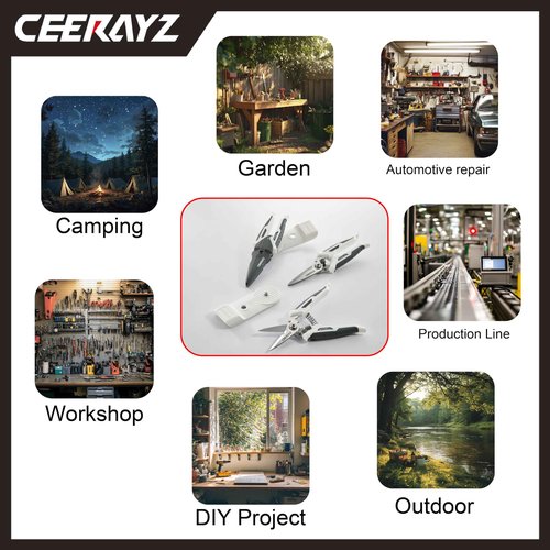 CEERAYZ 8" Scissors All Purpose, Heavy Duty Scissors Industrial, Multipurpose for DIY Projects, Office, Production Lines, Pruning, with Protective Sheath and Magnetic Holder (White/Gray)