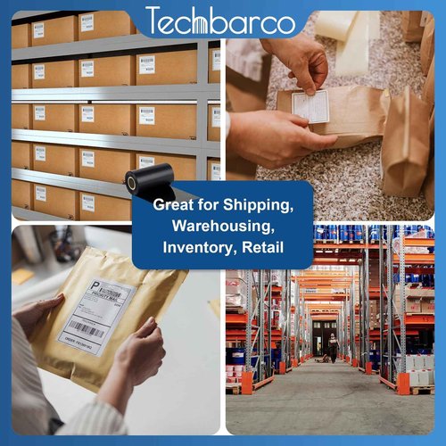 6 Rolls 4.02" x 1476' Premium Enhanced Wax Thermal Transfer Ribbon, 102mm x 450m Black Industrial Barcode Label Printer Ribbon - Compatible with Zebra, TSC, GoDex, Citizen, 1" Core