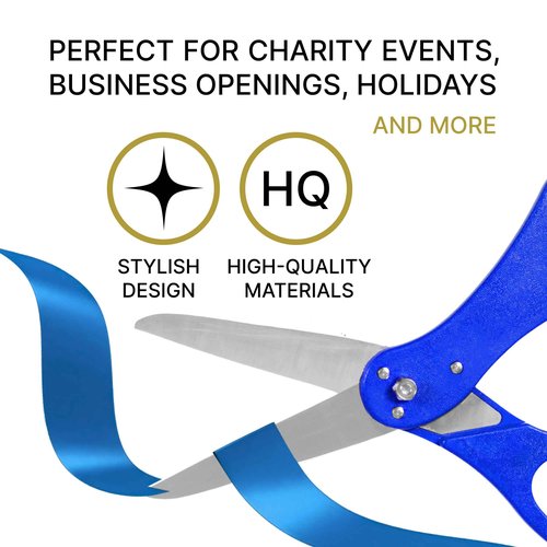 Blue Ribbon Cutting Ceremony Kit — 20 Inch Giant Scissors Prop Blue Large Shears for Cutting Grand Opening Ribbon and Shears for Ceremonies & Special Events
