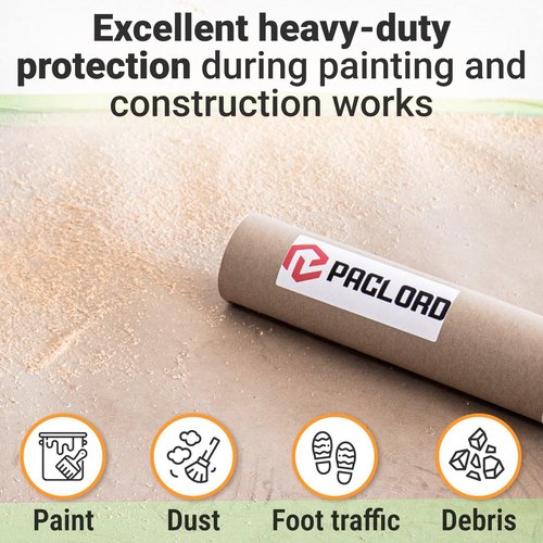 Paclord 35” x 1992” (166’) Brown Rosin Paper Roll - Made in USA Thick Heavy-Duty 7 mil Masking Paper for Surface Protection from Paint, Dust, Foot Traffic - Paint Floor Covering