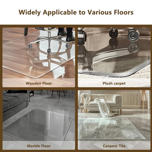 LAMCHMOR Tempered Glass Chair Mat, 36"x46" Beveled Edge Glass Clear Office Chair Mat with Polished Edge&4 Nonslip Pads Glides Smoothly, Suitable for Carpet or Hardwood Floors