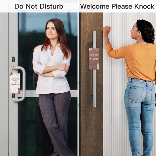 Putuo Decor Please Do Not Disturb Sign, Available Please Knock in PVC Door Sign, Double Sided Hanger Plaque, 10x5 Inches Office Door Signs for Therapists Office Clinic Treatment Plaque