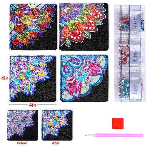 BSRESIN Diamond Art Bookmarks, 4 PCS Cute Diamond Art Bookmarks for Book Lovers, DIY Corner Bookmark Diamond Art Kits for Kids
