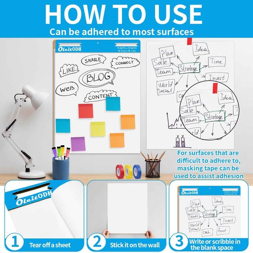 31 PCS Sticky Easel Pad Set, 25 x 30 in Large Note Pads Easel Pads Flip Chart Paper, Anchor Chart Paper, Giant White Sticky Anchor Chart Papers with Sticky Note Masking Tape, Markers,Big Meeting Notes