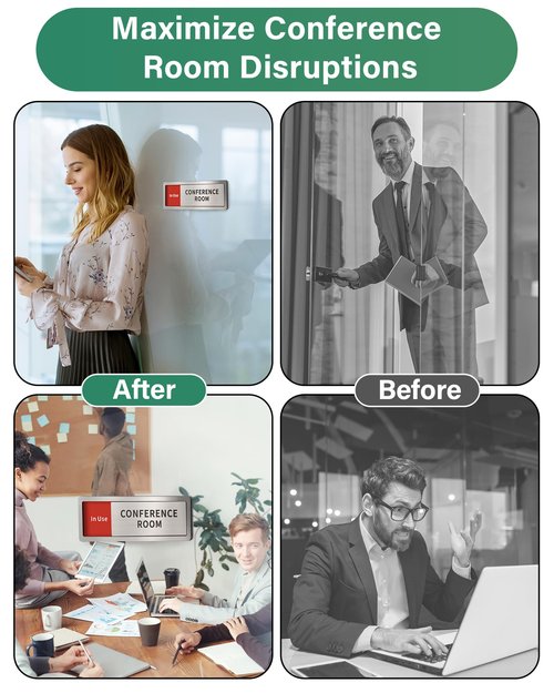 Conference Room Office Door Signs Do Not Disturb, In Use/Available Slider Sign for Home Office Wellness Conference Vacant Occupied Privacy Sliding Door Sign，Brushed Silver