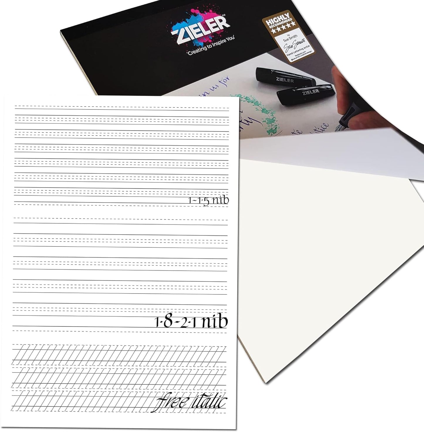 Zieler® Calligraphy Paper Pad - Smooth Bright White Sheets, 100gsm, A4 Size (8.3" x 11.7"), 30 Sheets