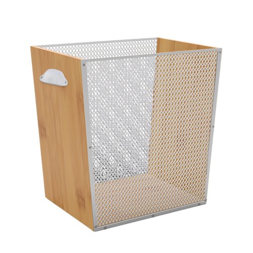 Fozxsvg 4 Gallon Bamboo-Wooden Trash Can - Rustic Office Waste Paper Basket - Decorative Garbage Bin for Bedroom, Bathroom, Kitchen, Living Room