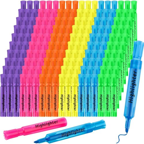 Teling 300 Pcs Highlighters Bulk Chisel Tip Tank Style Highlighters for School Classroom Assorted Color Fluorescent Pens for Office Shop