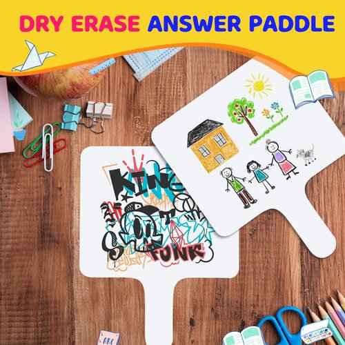 30 PCS 8 x 10 Inch Dry Erase Answer Paddle, Handheld Wooden White Board Double Sided Dry Erase Signs Auction Paddles for Students Classroom Office Meeting Voting Answers Bidding Shower Games Party