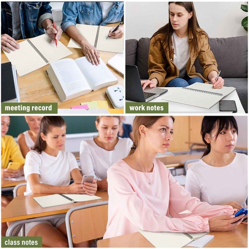 Fuutreo 6 Pack Spiral Notebooks 10.5 x 7.45 Inch College Ruled Journal with Kraft Cover, B5 70 Sheets (140 Pages) for Stundent Study and Office Use(Fresh)
