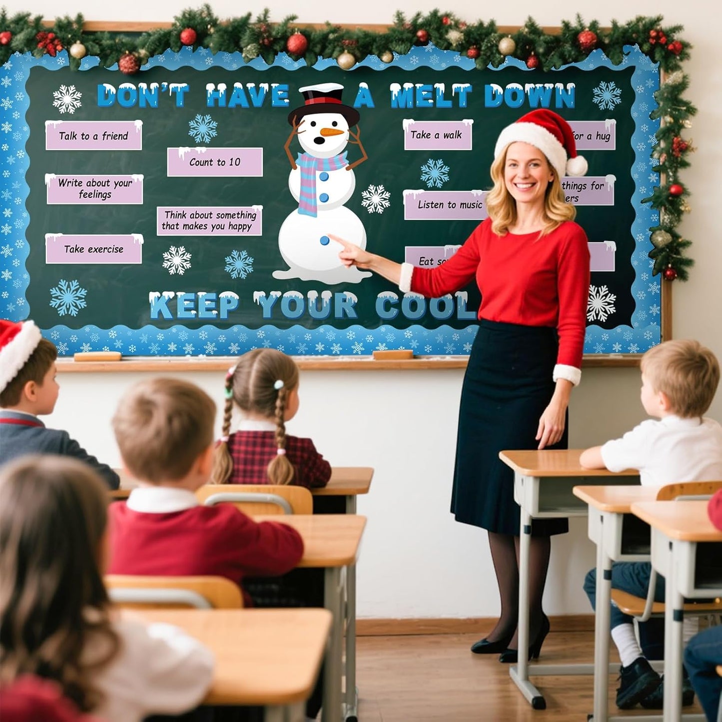 Skiennix Winter Mental Health Bulletin Board Set - Christmas Emotion Decor with Snowman & Snowflakes