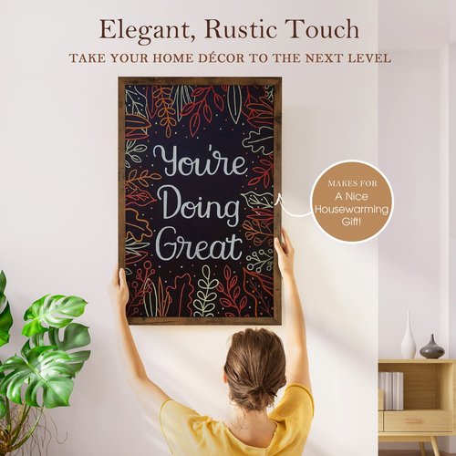 Loddie Doddie Large Magnetic Chalkboard - 24" x 36" Rustic Frame, Kitchen & Home Decor - Easy-to-Erase, Hanging Black Chalkboard for Wall - Blackboard
