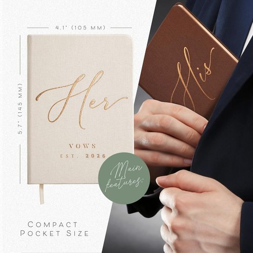 Custom 2026 Vow Books - Ivory & Terracotta Linen Wedding Vow Books for Brides & Grooms | Perfect Elopement Essentials