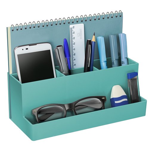 Acrimet Desktop Organizer - Multi Organizer Caddy Holder for Office, Home and School use (Plastic) (Solid Green Color)