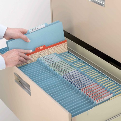 Smead Classification File Folder, 2 Dividers, 2" Expansion, 2/5-Cut Tab, Letter Size, Blue, 10 per Box (14001)