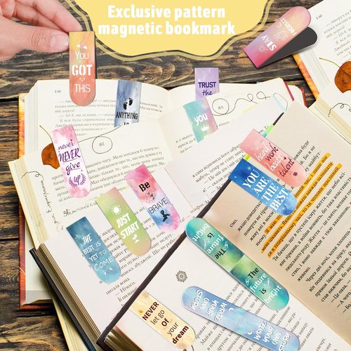 Kaluofan Magnetic Bookmarks - 15PCS Double-Sided Page Clips for Women, Students & Teachers